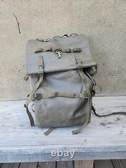 Vintage Swiss Army Military Backpack Rucksack Rubber canvas M94