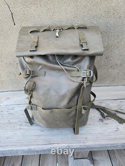 Vintage Swiss Army Military Backpack Rucksack Rubber canvas M94