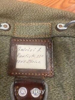 Vintage Swiss Army Military Mountain Backpack Leather Canvas Rucksack Pack