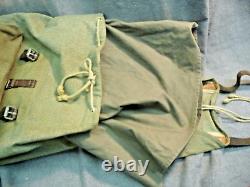 Vintage Swiss Army Military Mountain Backpack Leather Canvas Salt & Pepper 65