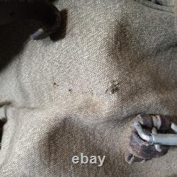 Vintage Swiss Army Military Mountain Backpack Rucksack Leather Canvas post WW2