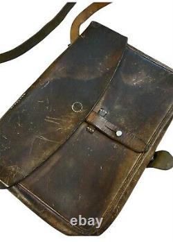 Vintage Swiss Army Military Officer Leather Bag Map Medic With Compass Case WW2