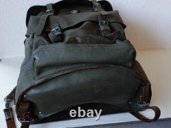 Vintage Swiss Army Military Rubberized Waterproof Leather Big Backpack Green 82