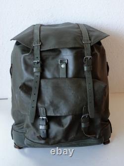 Vintage Swiss Army Military Rubberized Waterproof Leather Big Backpack Green 82