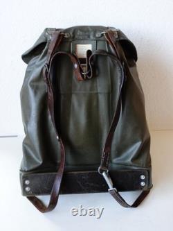 Vintage Swiss Army Military Rubberized Waterproof Leather Big Backpack Green 82