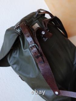Vintage Swiss Army Military Rubberized Waterproof Leather Big Backpack Green 82
