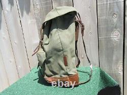 Vintage Swiss Army Military Salt & Pepper Canvas Leather 70 Praz Backpack Bag