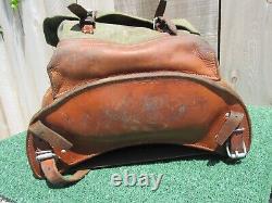 Vintage Swiss Army Military Salt & Pepper Canvas Leather 70 Praz Backpack Bag