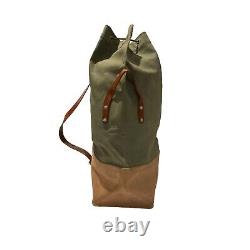 Vintage Swiss Army Military Sea Sack Deployment Canvas Leather Duffle Bag