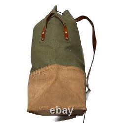 Vintage Swiss Army Military Sea Sack Deployment Canvas Leather Duffle Bag