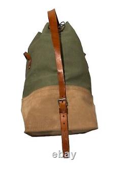 Vintage Swiss Army Military Sea Sack Deployment Canvas Leather Duffle Bag