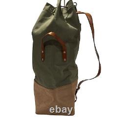 Vintage Swiss Army Military Sea Sack Deployment Canvas Leather Duffle Bag