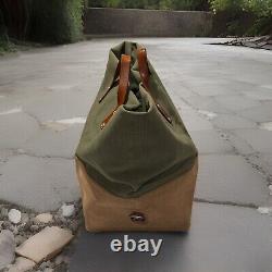 Vintage Swiss Army Military Sea Sack Deployment Canvas Leather Duffle Bag