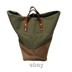 Vintage Swiss Army Military Sea Sack Deployment Canvas Leather Duffle Bag