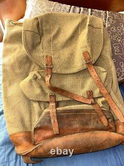 Vintage Swiss Army Military Switzerland rucksack backpack 1972 Leather Canvas