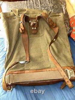 Vintage Swiss Army Military Switzerland rucksack backpack 1972 Leather Canvas