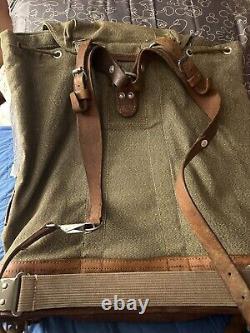 Vintage Swiss Army Military Switzerland rucksack backpack 1972 Leather Canvas