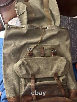 Vintage Swiss Army Military Switzerland rucksack backpack 1972 Leather Canvas