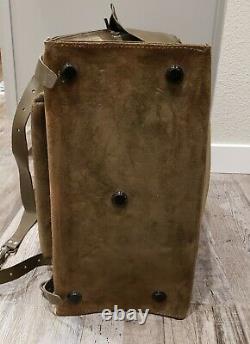 Vintage Swiss Army Military Waterproof Rucksack Backpack Metal Plated Back Rare