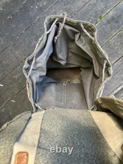 Vintage Swiss Army Military rucksack backpack Leather Canvas