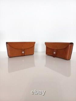 Vintage Swiss Army Pair Leather Belt Bag Switzerland 1966 Pouch STGW57 Ammo Bag