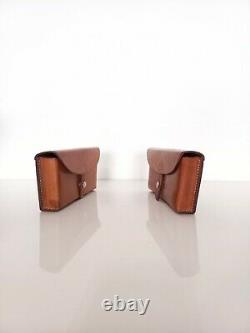 Vintage Swiss Army Pair Leather Belt Bag Switzerland 1966 Pouch STGW57 Ammo Bag