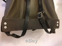 Vintage Swiss Army Rubberized Military Backpack Leather Bottom and Straps 1987