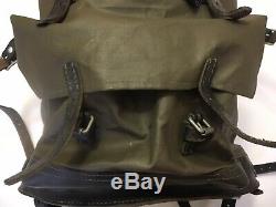 Vintage Swiss Army Rubberized Military Backpack Leather Bottom and Straps 1987