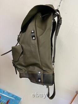 Vintage Swiss Army Rubberized Military Backpack Leather Straps 1984 Camping Mil