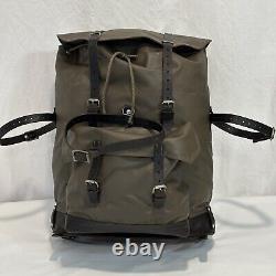 Vintage Swiss Army Rubberized Military Backpack Leather Straps 1986 Camping Mil