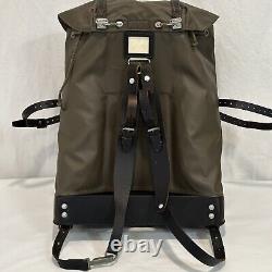 Vintage Swiss Army Rubberized Military Backpack Leather Straps 1986 Camping Mil