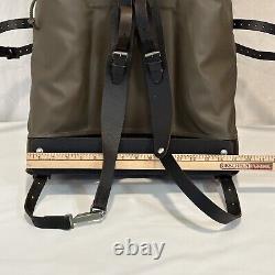 Vintage Swiss Army Rubberized Military Backpack Leather Straps 1986 Camping Mil