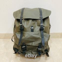 Vintage Swiss Army Rubberized Mountain Military Rucksack Backpack Leather Straps