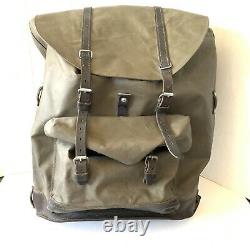 Vintage Swiss Army Rubberized Mountain Military Rucksack Backpack Leather Straps