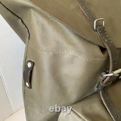 Vintage Swiss Army Rubberized Mountain Military Rucksack Backpack Leather Straps