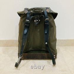 Vintage Swiss Army Rubberized Mountain Military Rucksack Backpack Leather Straps