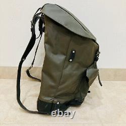 Vintage Swiss Army Rubberized Mountain Military Rucksack Backpack Leather Straps