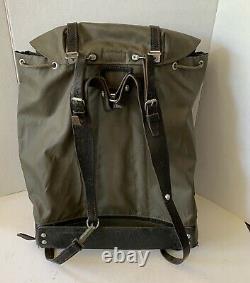 Vintage Swiss Army Rubberized Mountain Military Rucksack Backpack Leather Straps