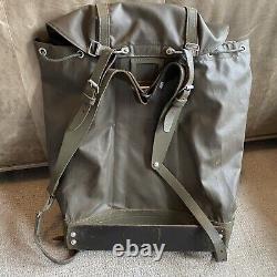 Vintage Swiss Army Rubberized Mountain Military Rucksack Backpack Leather Straps