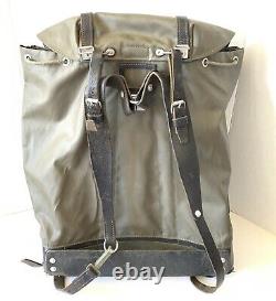 Vintage Swiss Army Rubberized Mountain Military Rucksack Backpack Leather Straps
