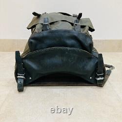 Vintage Swiss Army Rubberized Mountain Military Rucksack Backpack Leather Straps