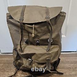 Vintage Swiss Army Rubberized Waterproof & Leather Military Rucksack Backpack