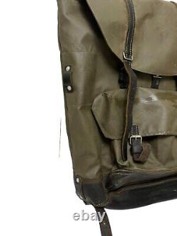 Vintage Swiss Army Rubberized Waterproof & Leather Military Rucksack Backpack