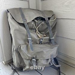 Vintage Swiss Army Rubberized Waterproof & Leather Military Rucksack Backpack