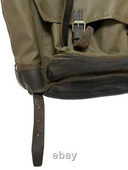 Vintage Swiss Army Rubberized Waterproof & Leather Military Rucksack Backpack