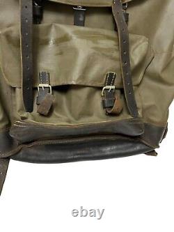 Vintage Swiss Army Rubberized Waterproof & Leather Military Rucksack Backpack