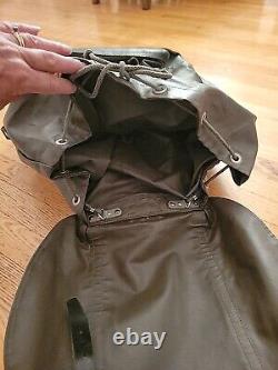 Vintage Swiss Army Rubberized Waterproof & Leather Military Rucksack Backpack