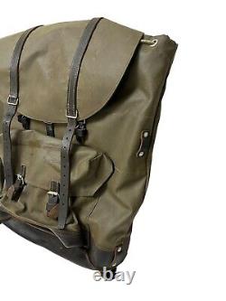 Vintage Swiss Army Rubberized Waterproof & Leather Military Rucksack Backpack