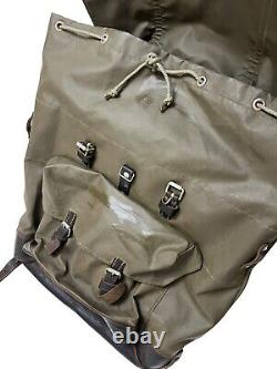 Vintage Swiss Army Rubberized Waterproof & Leather Military Rucksack Backpack