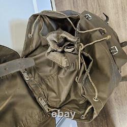 Vintage Swiss Army Rubberized Waterproof & Leather Military Rucksack Backpack